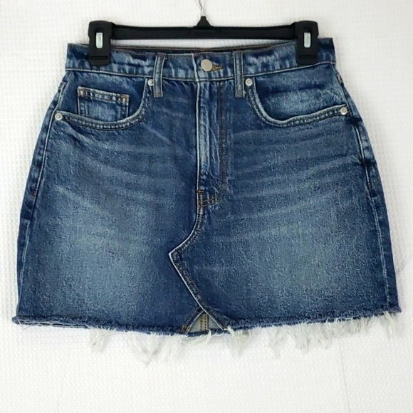 Lucky Brand~Woman Size 4/27~Blue Denim Raw Hem Skirt Mini. - Picture 1 of 8